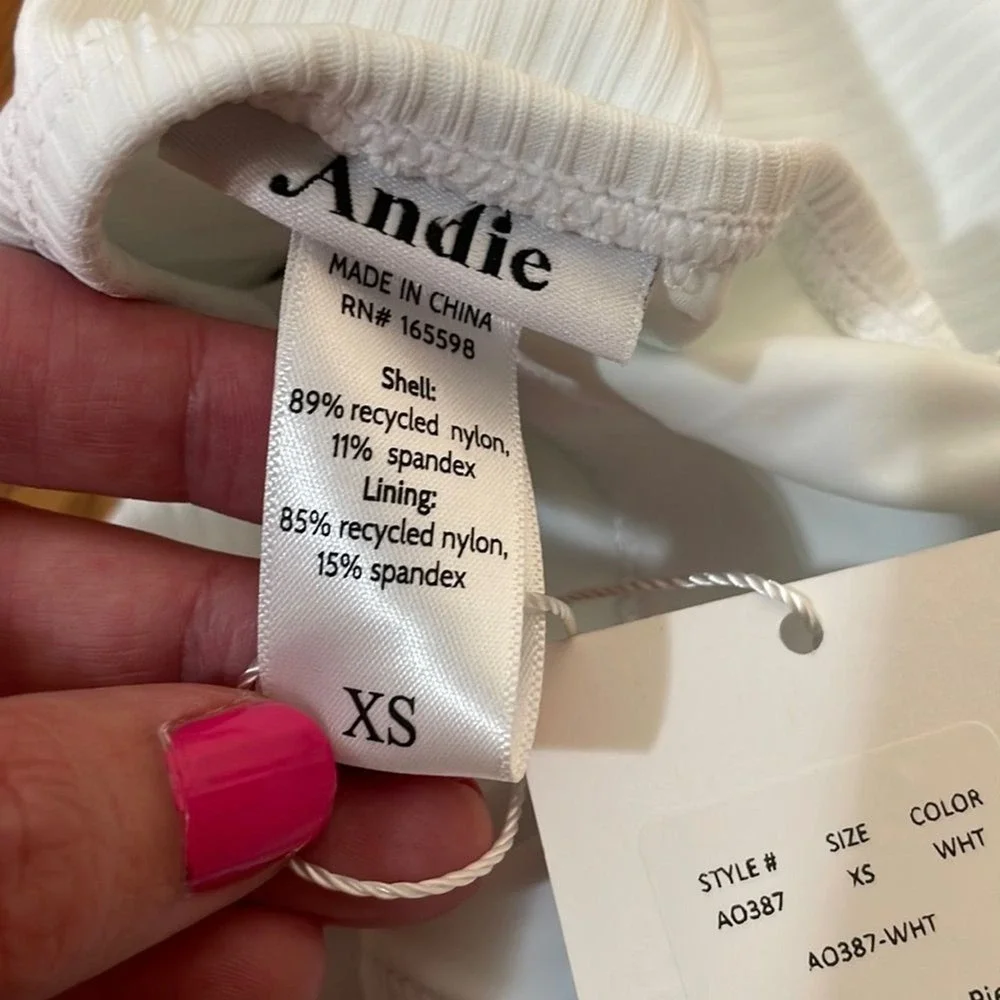 Andie The Amalfi One‎ Piece Swimsuit Ribbed White size XS NWT